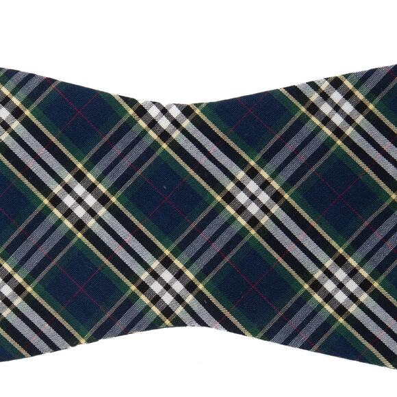 Daniel Cremieux Green Blue Tartan Plaid Self Tie Bow Tie Bowtie - Picture 4 of 8